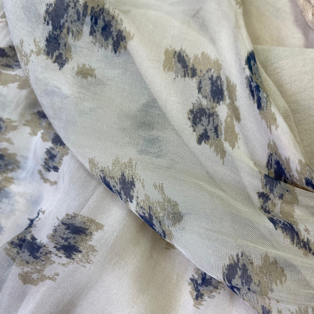 Elena Baldi Italy Silk Blend Tiered Maxi Dress Beige Blue Print Small - Picture 8 of 15